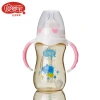 New wide-mouth PPSU baby bottle from Aiyingbao, with a dual-color handle, is shockproof and environmentally friendly, measuring 240ml Application Scenario